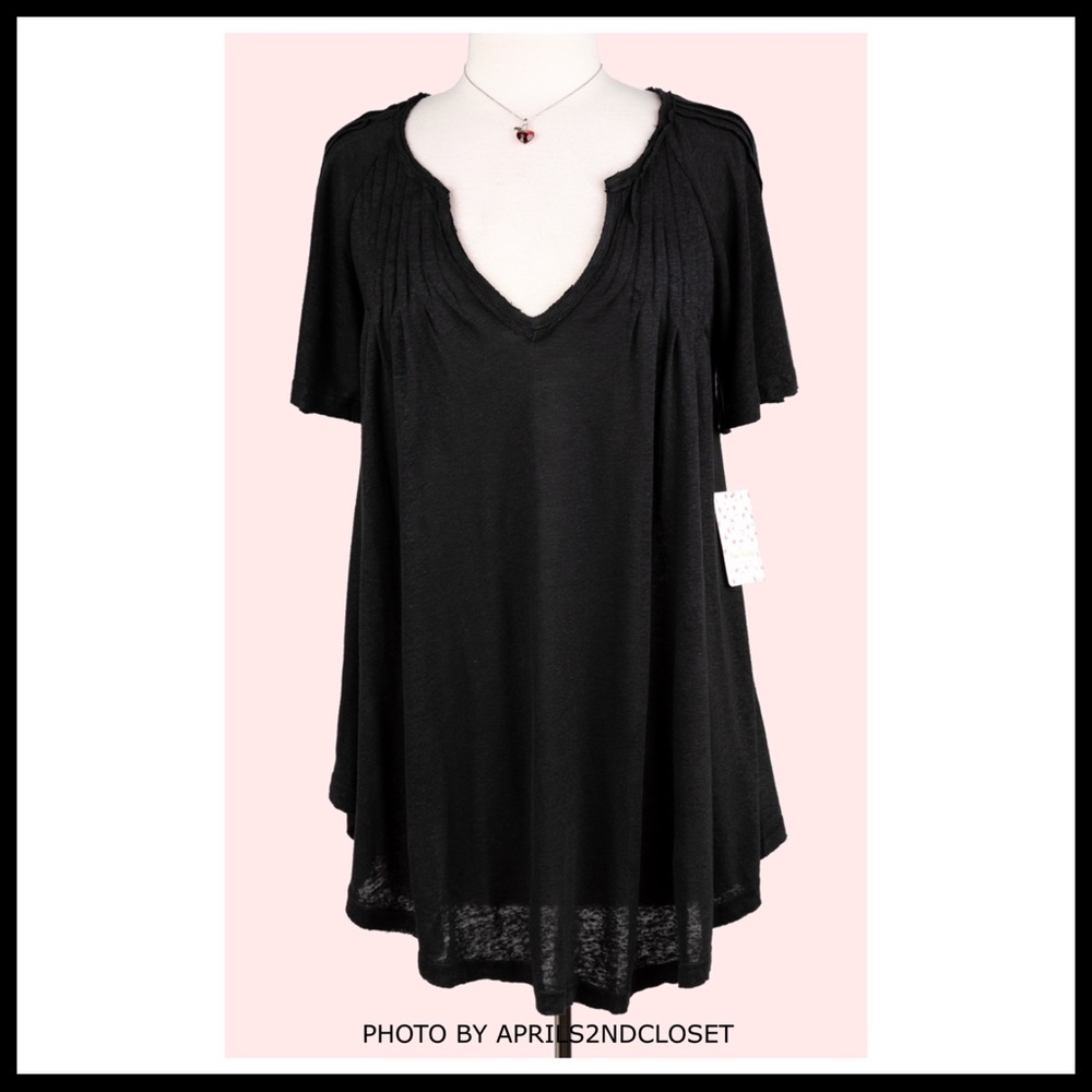 FREE PEOPLE BOHO TUNIC TEE FLOWY V-NECK TOP A2C - Picture 13 of 16